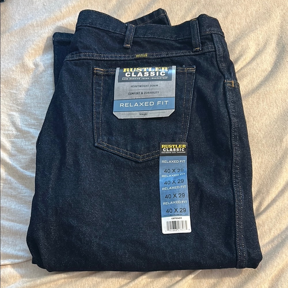 Rustler Classic Men's Relaxed Fit Jeans - Dark Blue